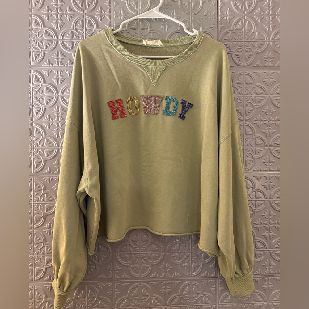🌈 Peach Love California “HOWDY” Oversized Sweatshirt – Size S (Fits Oversized!)